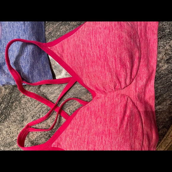 Bundle of 3 Akamc Womens Sports Bras Blue Periwinkle and Pink Medium - Picture 5 of 8